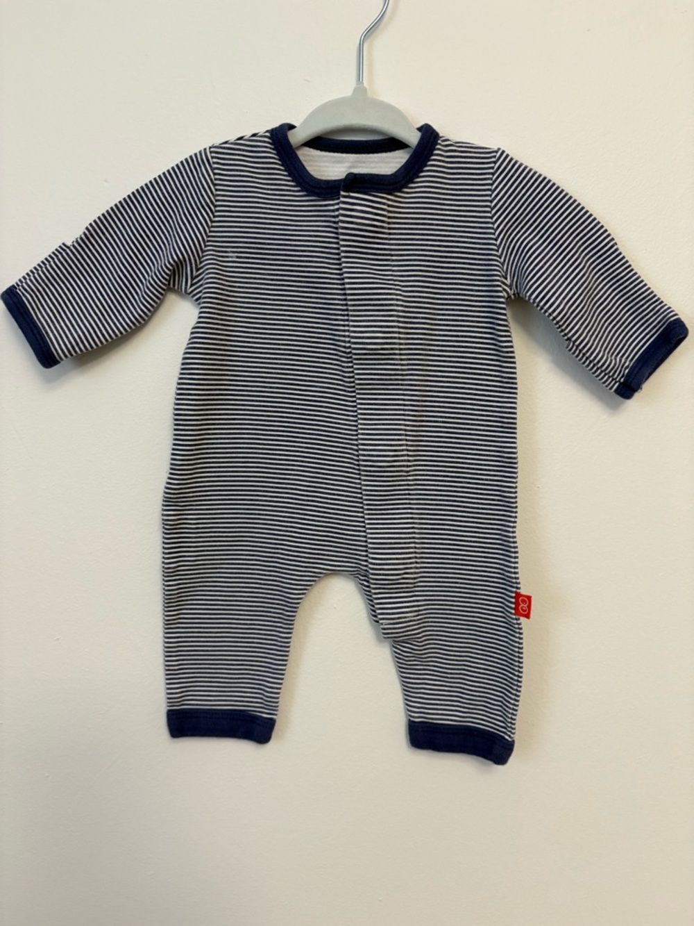 Magnetic Me Navy and White Striped Footless Sleeper/Coverall